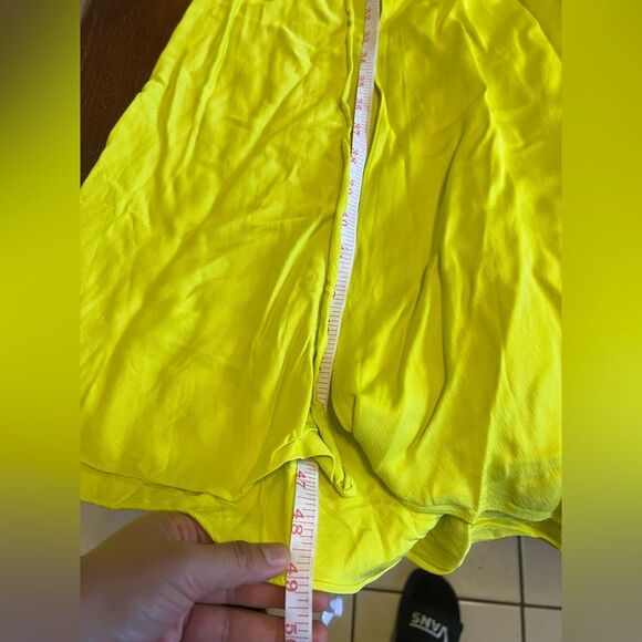 Zara || Neón Green Yellow Sheath Strap Cowl Neck Maxi Slit Dress Small - Picture 8 of 9